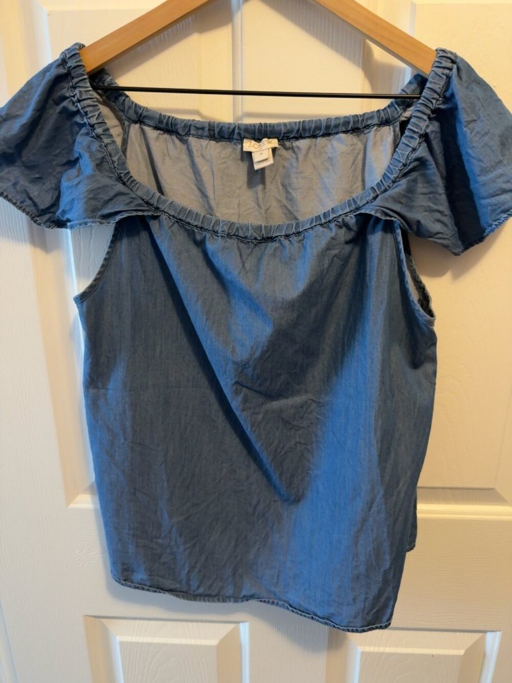J.Crew Chambray Off-the-Shoulder Top, Medium